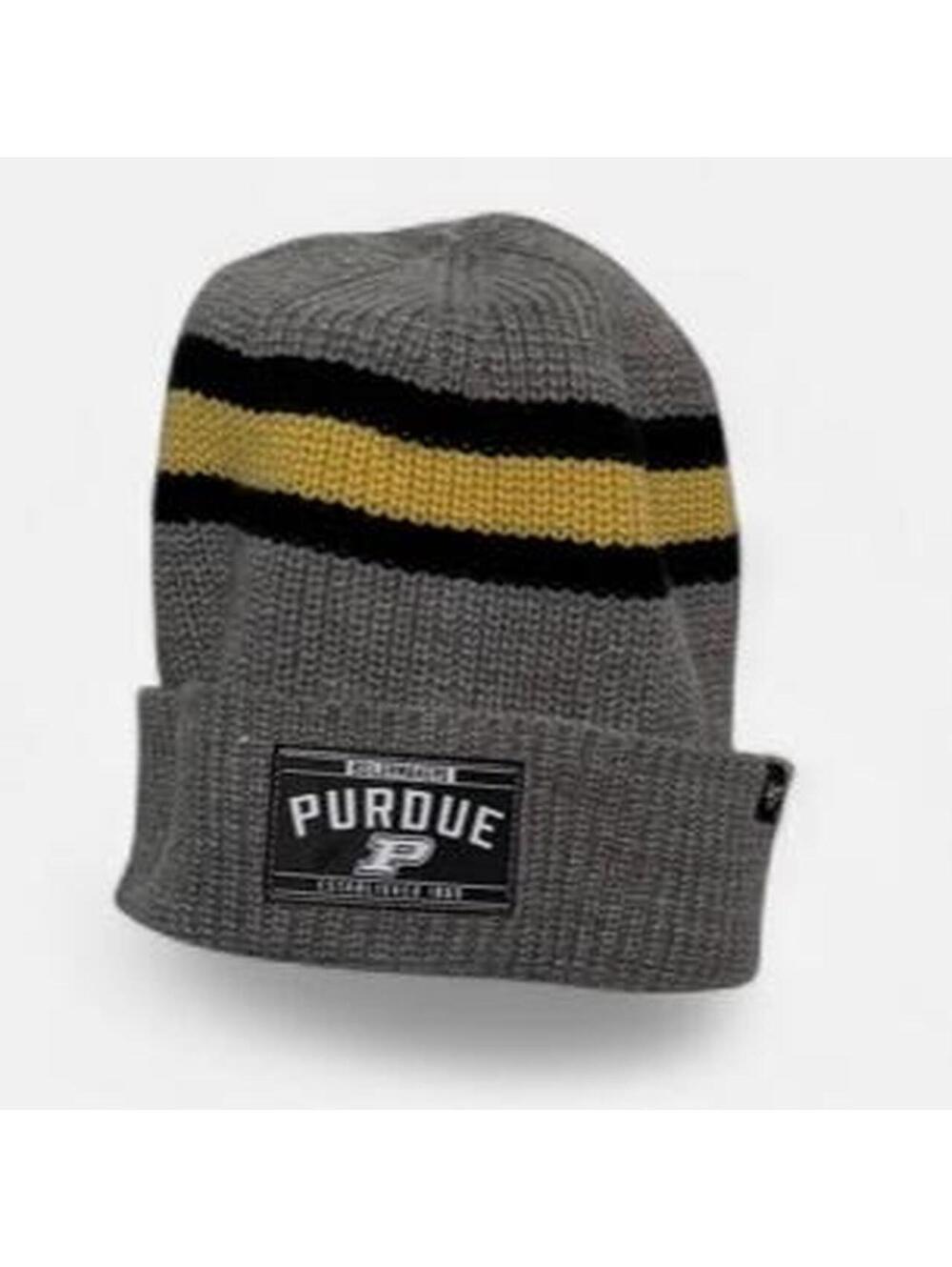 47 Brand Purdue Boilermakers Grey Knit Beanie Hat‎ NCAA Cuffed Stripe - Picture 2 of 6